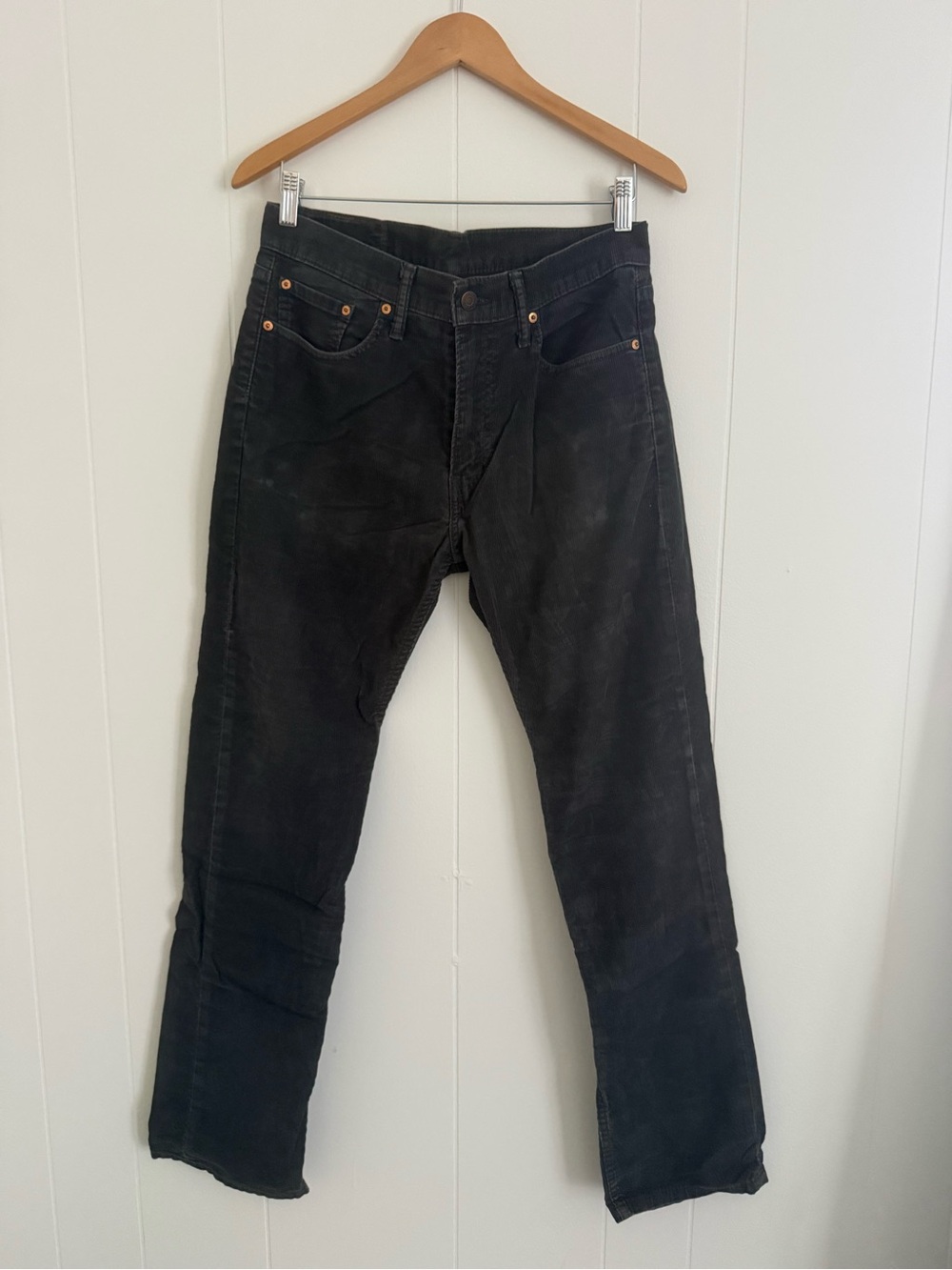Levi's 513 Black Straight Corduroys with Copper Rivets